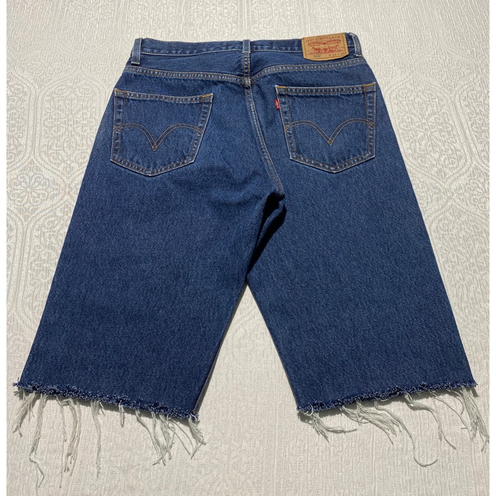 Levi's 505 Cutoff Denim Shorts Men's 33 Blue Jorts‎ Raw Hem